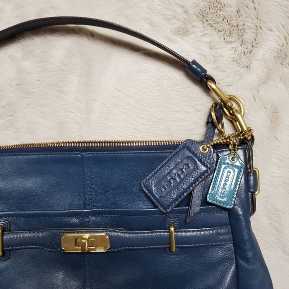 Coach Blue Leather Hobo Gold Hardware EUC - Picture 5 of 8